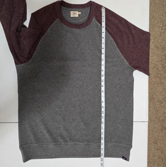 FAHERTY LEGEND BASEBALL SWEATER CREW Dark Rock Burgundy Grey Twill Mens Large - Picture 5 of 11